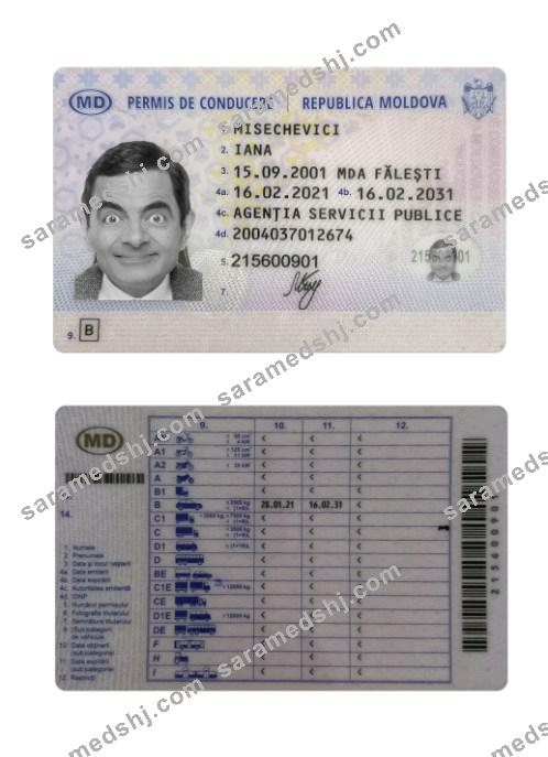 Moldova driving license 2021-present